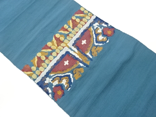 JAPANESE KIMONO / TSUMUGI ABSTRACT PATTERN WEAVING NAGOYA OBI
